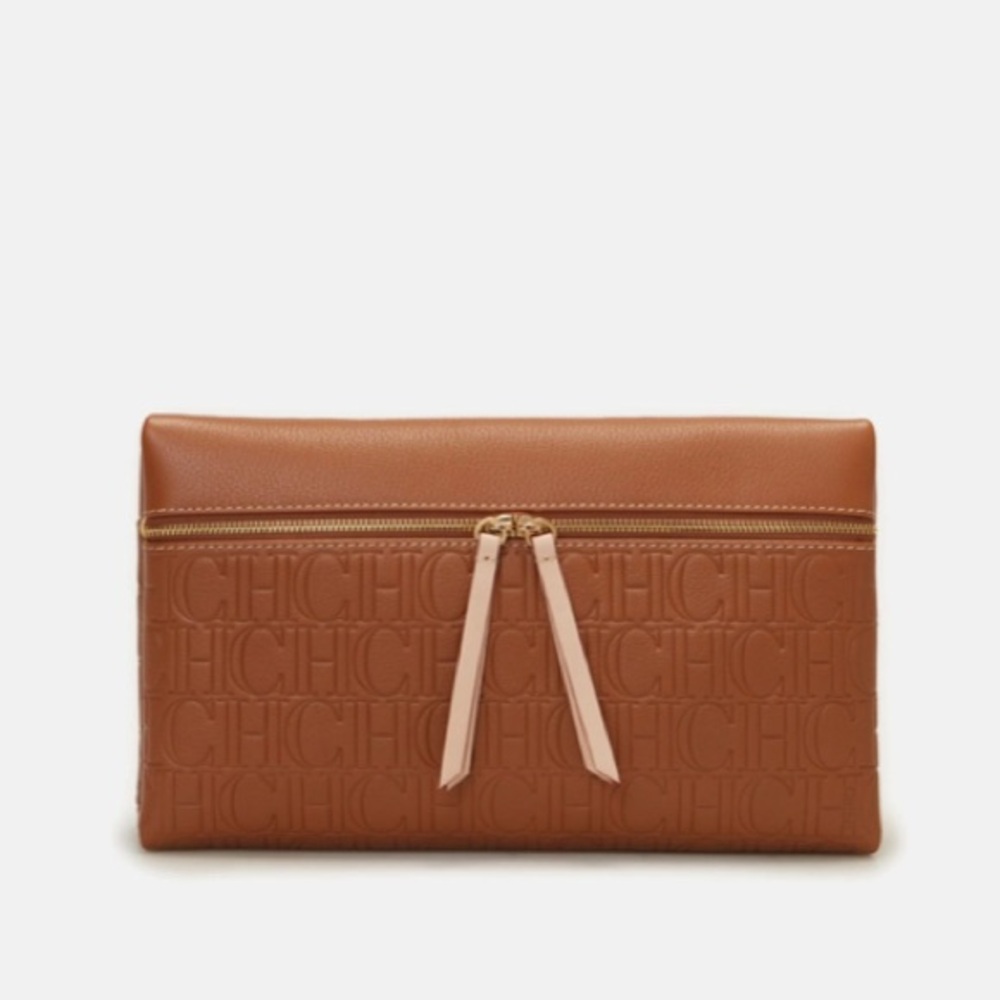 Carolina Herrera New Inro all leather brownn